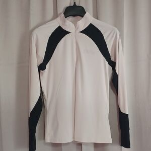 B Vertigo Nancy Equestrian Training Top, Long Sleeve, Black And Cream